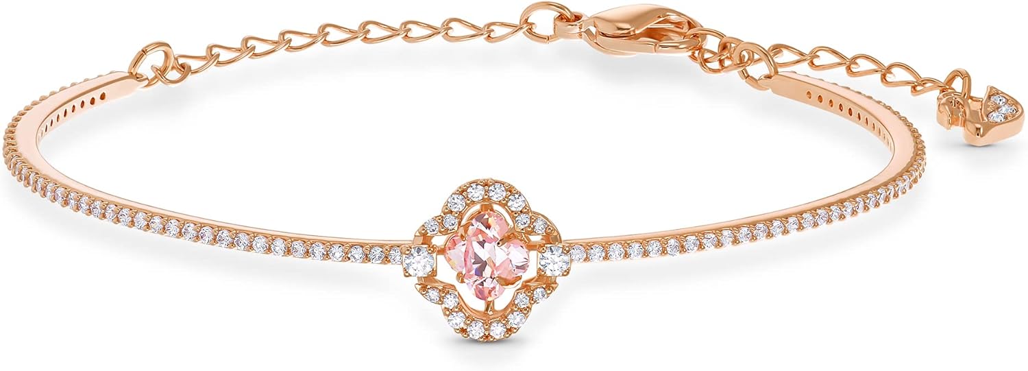 Swarovski Sparkling Dance バングル クローバー ピンク Una バングル, クローバー, ピンク, ローズゴールドトーン